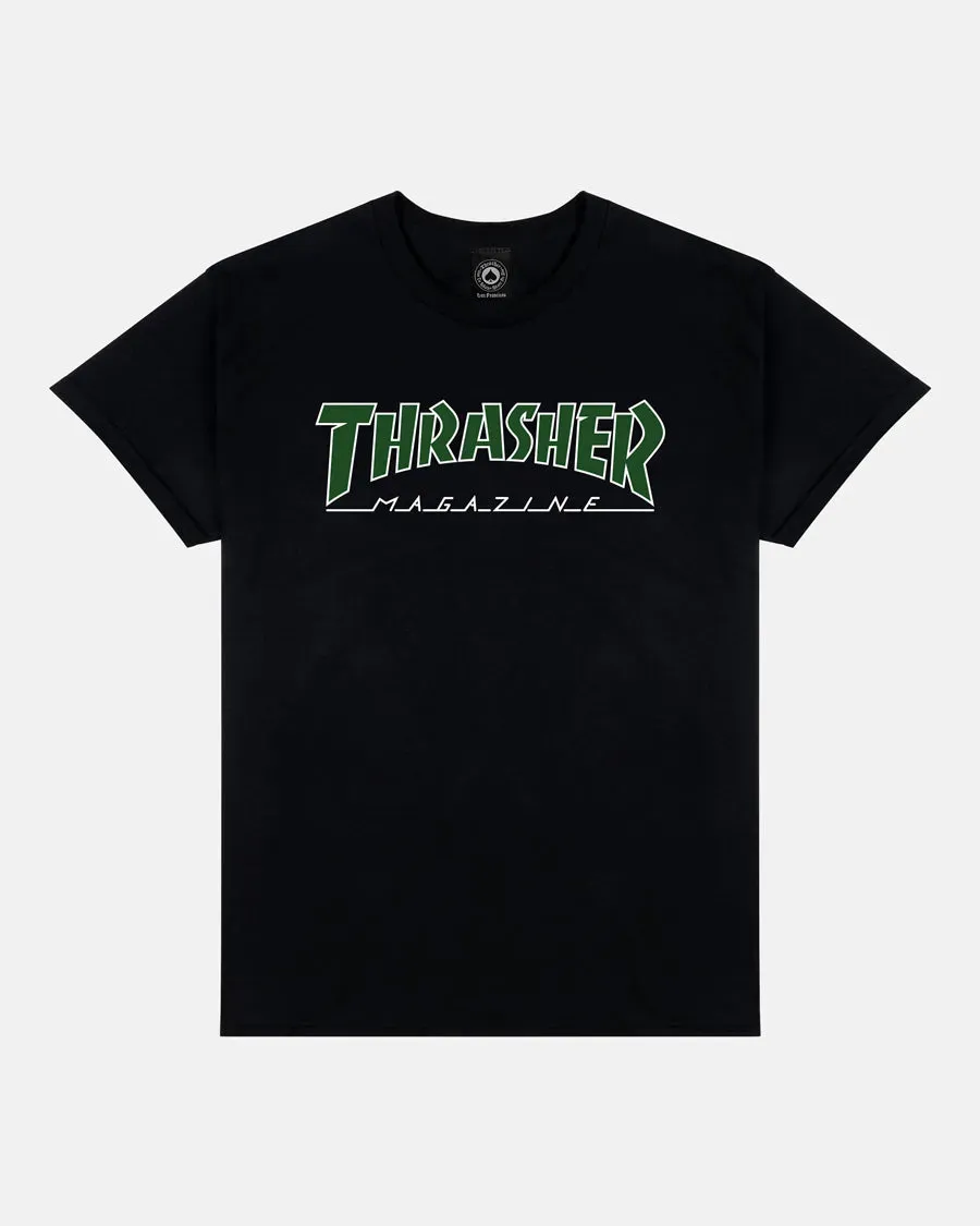 Thrasher Outlined White/Green t-skjorte svart bomull