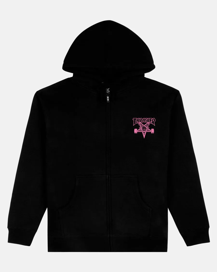Thrasher Skategoat zip-hettegenser svart rosa