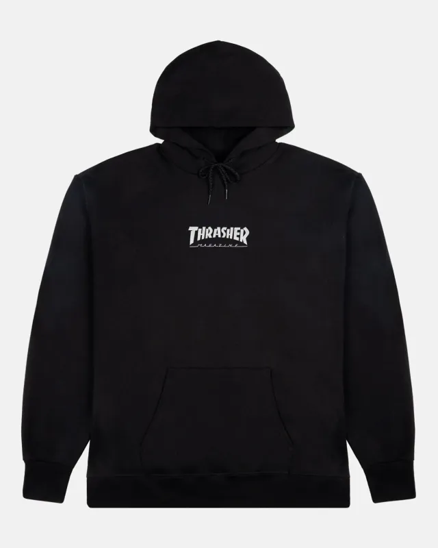 Thrasher Heavyweight svart hettegenser brodert logo