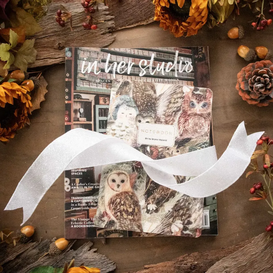 Stampington In Her Studio Enchanted Owls pakke blad+notatbok