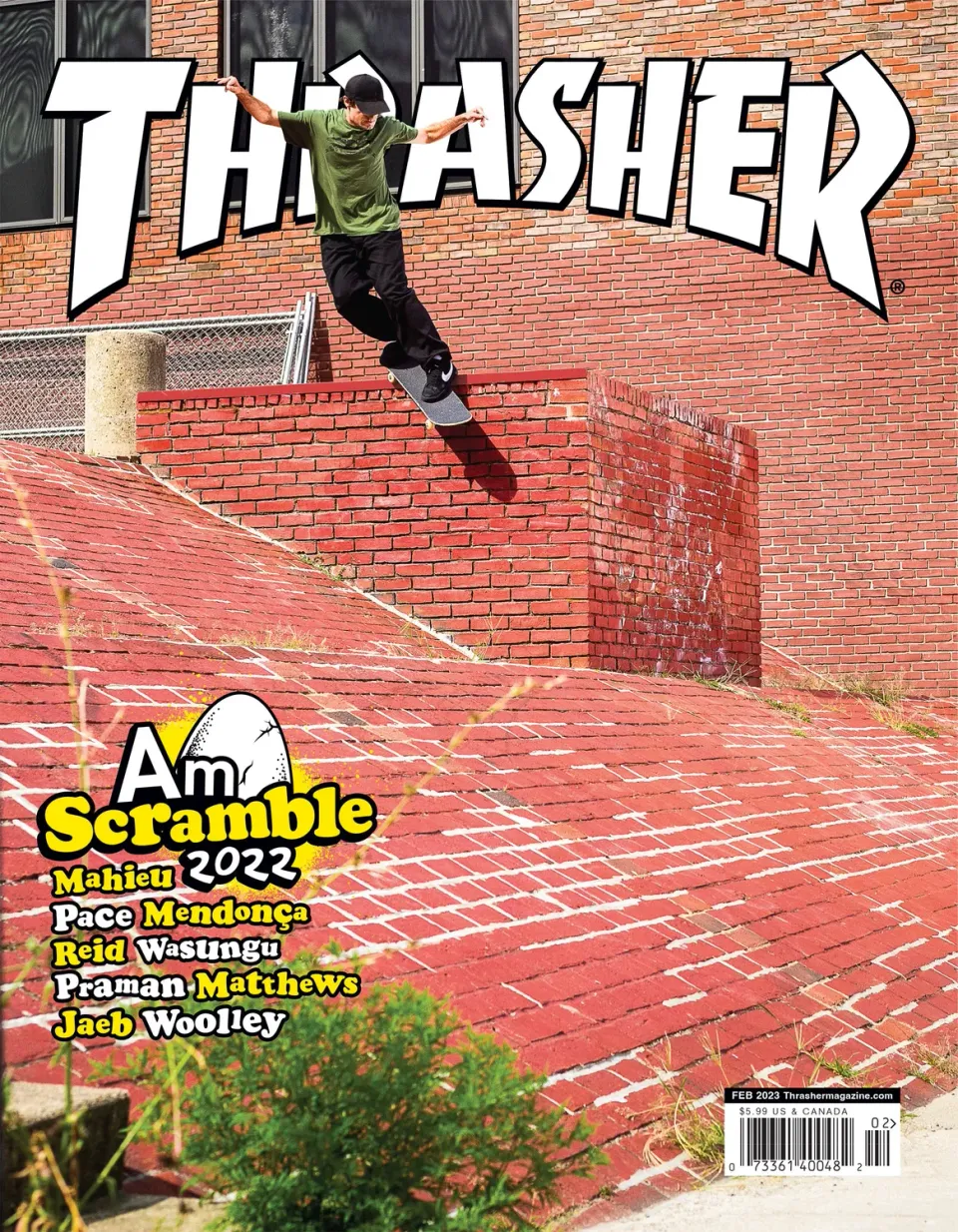Thrasher Magazine februar 2023 blad med 200 sider