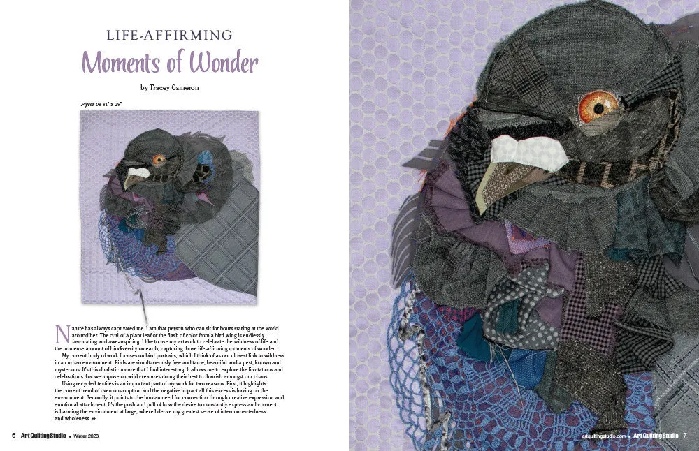 Stampington Art Quilting Studio Winter 2023 blad papirutgave quilt