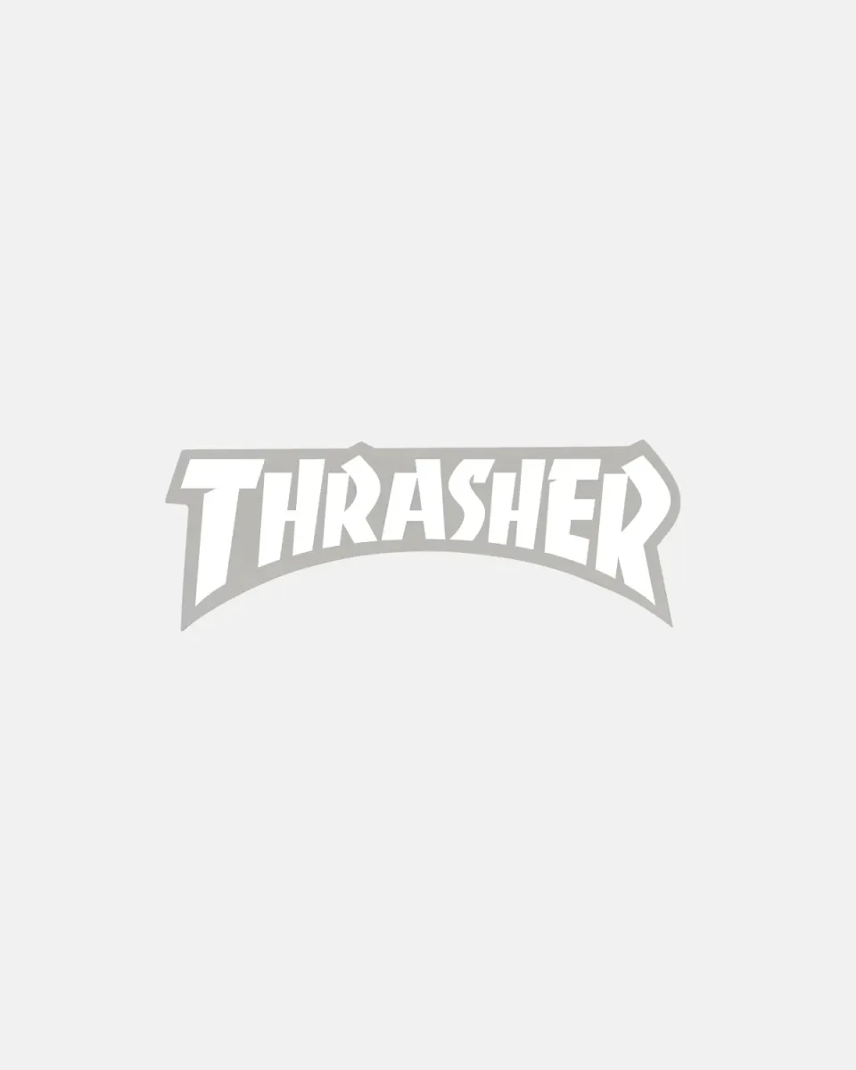 Thrasher Die Cut klistremerke hvitt 14,6 cm