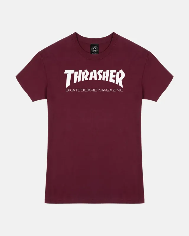 Thrasher Skate Mag t-skjorte dame maroon bomull
