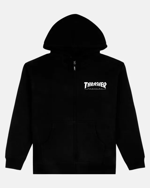 Thrasher Mag Logo hettejakke svart glidelås