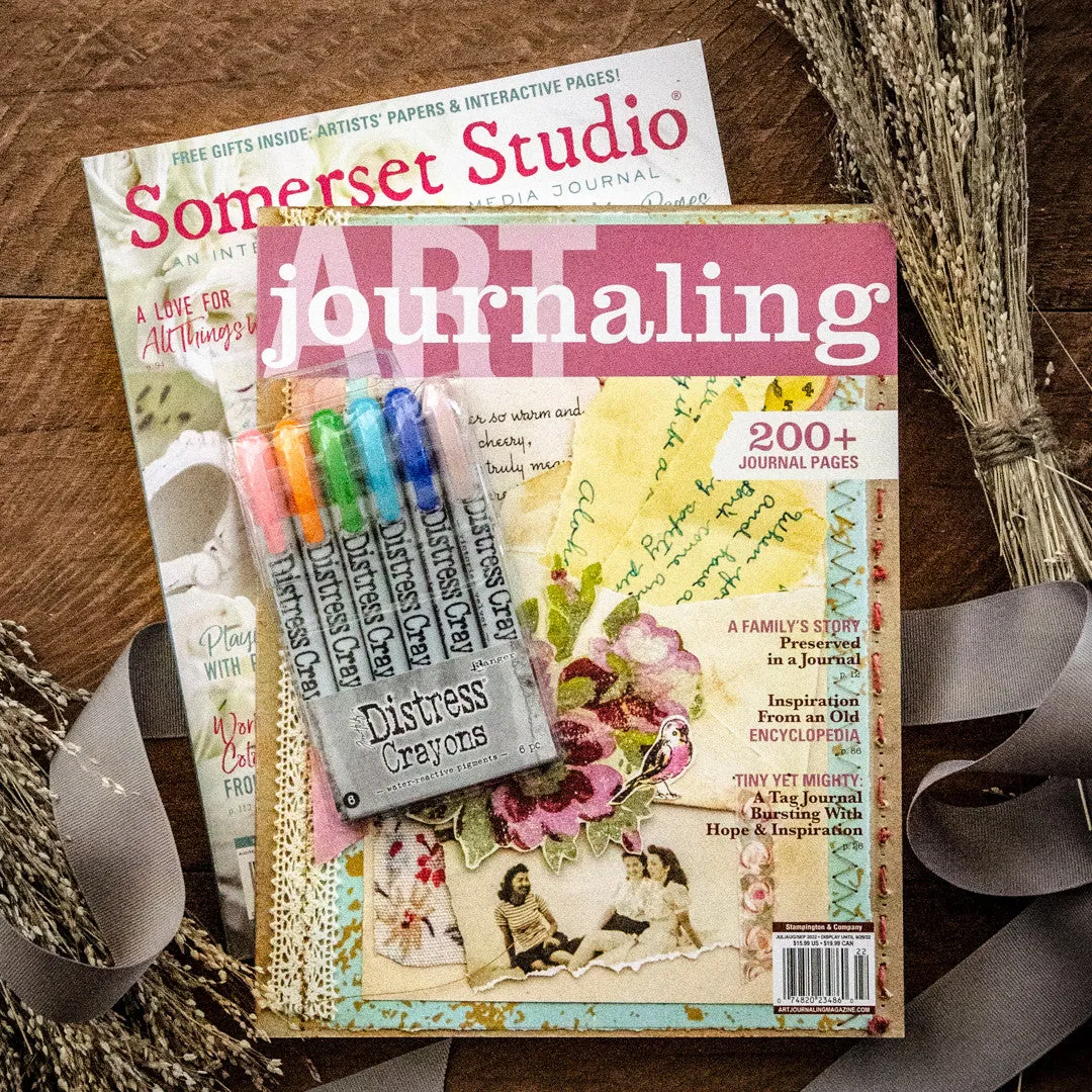 Stampington Somerset kunstnersett 2 blad + distress crayons