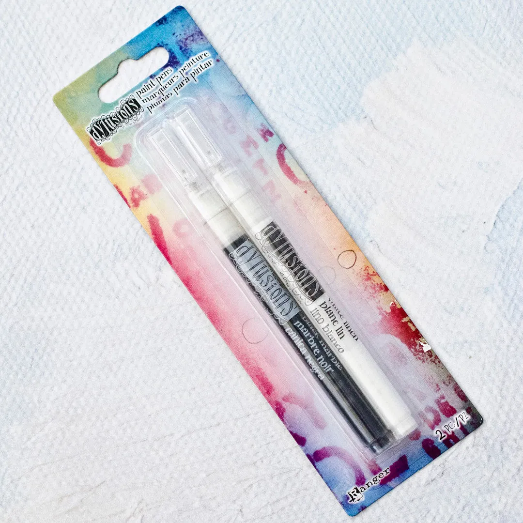 Stampington Dylusions Paint Pens tusj svart hvit 2pk fin
