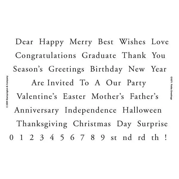 Stampington Petite Greetings Clearly Impressed stempelsett transparent