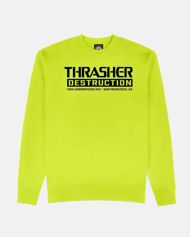 Thrasher Destruction genser safety green bomull