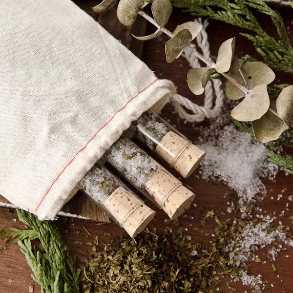 Stampington Peppermint Bath Salts Vials DIY-sett badesalt 3 glass