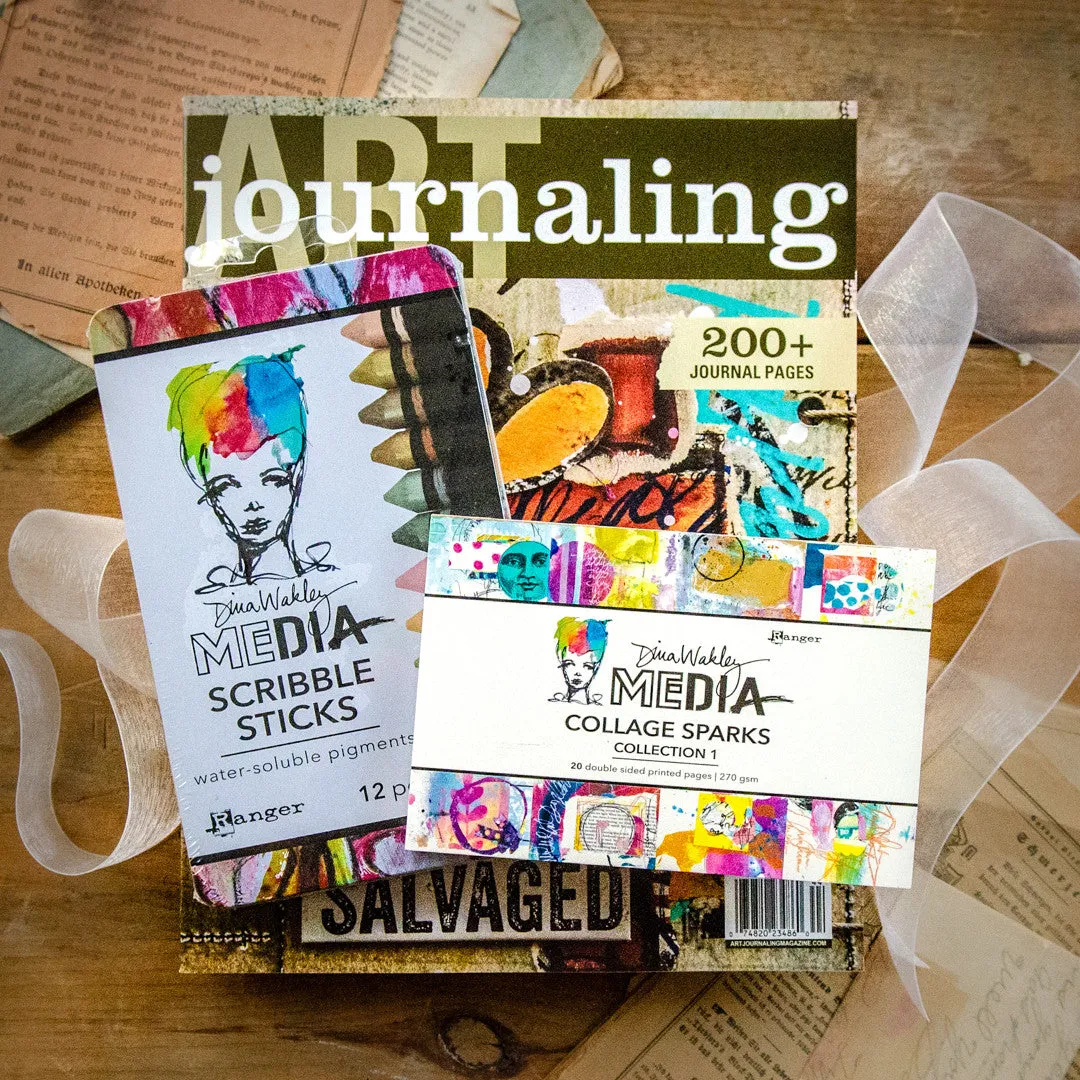 Stampington Art Journaling Scribble and Collage sett blad + sticks