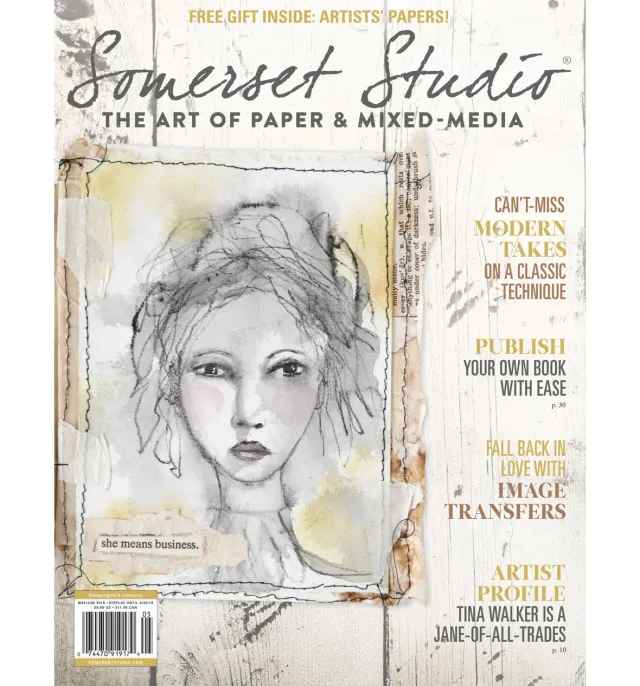 Stampington Somerset Studio mai/juni 2018 blad digital mixed media