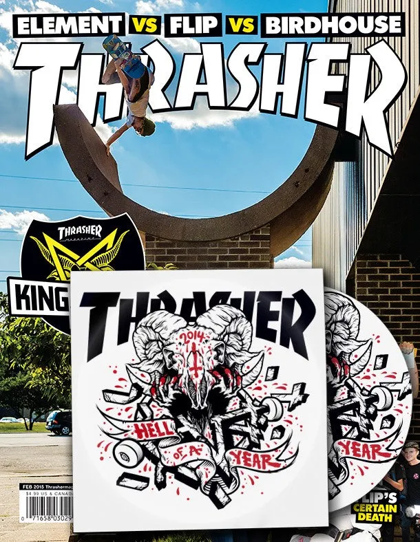 Thrasher Magazine februar 2015 blad med Hell of a Year DVD