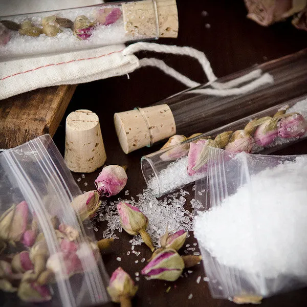 Stampington Rosebud badesalt sett DIY 3 glass