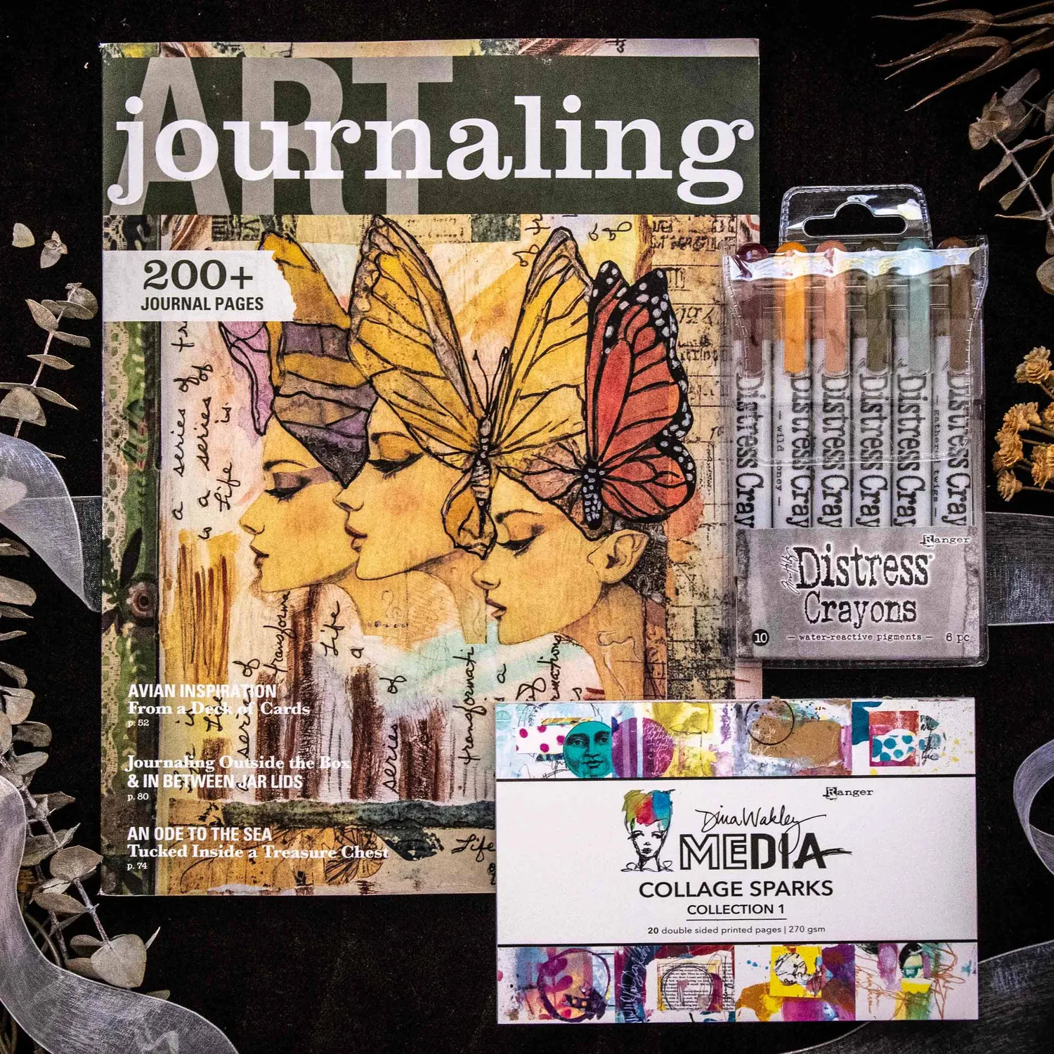Stampington Art Journaling Distressed Collage bladpakke 3 deler