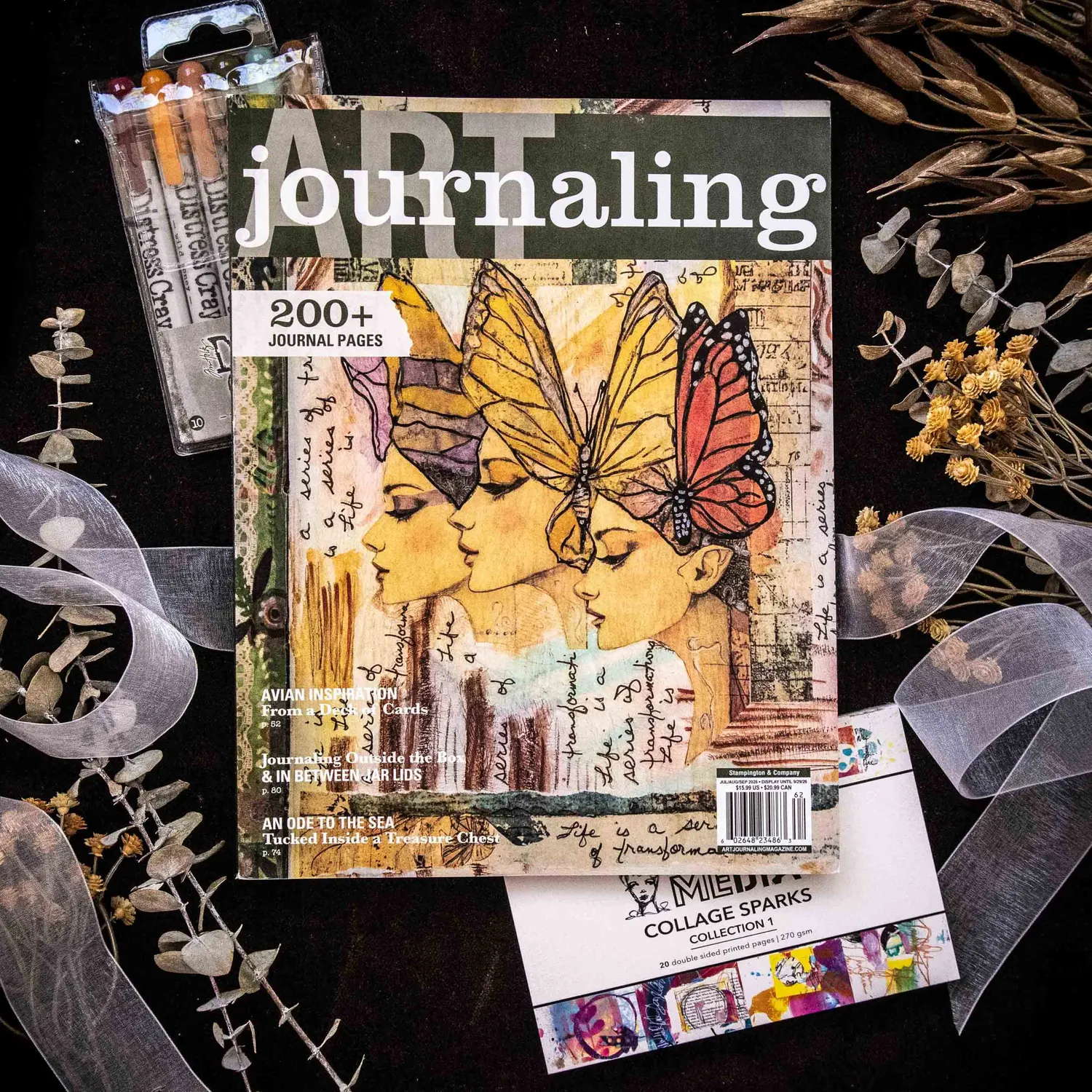 Stampington Art Journaling Distressed Collage bladpakke 3 deler