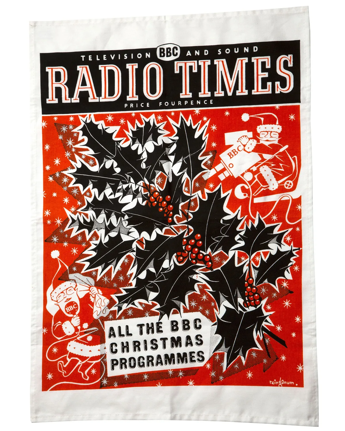RadioTimes Christmas Tea Towel 1959 kjøkkenhåndkle bomull