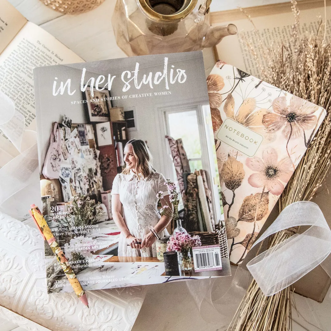 Stampington In Her Studio Blush Blooms bladpakke notatbok