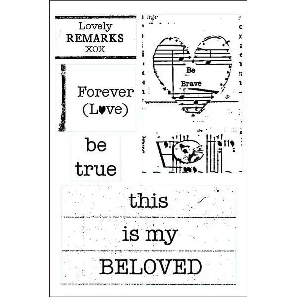 Clearly Impressed Love Lines Beloved stempelsett 5 motiv