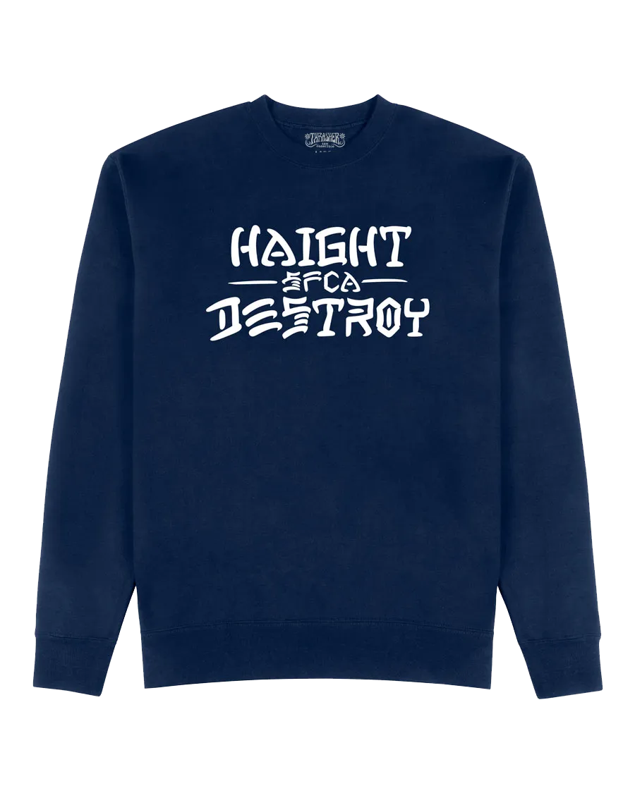 Thrasher Haight and Destroy crewneck genser marineblå