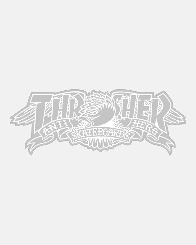 Thrasher Mag Banner klistremerke hvitt 8 tommer