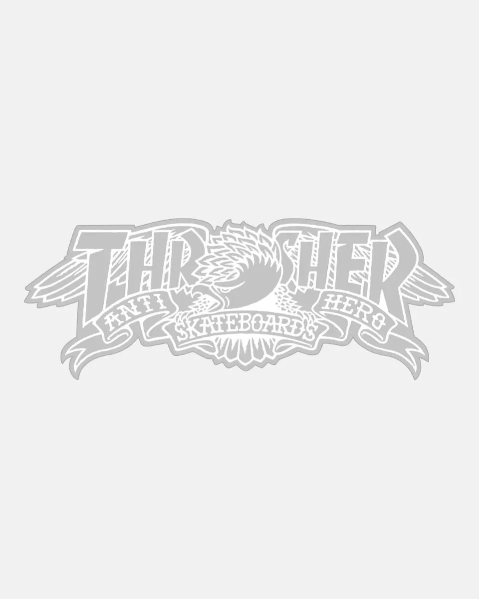 Thrasher Mag Banner klistremerke hvitt 8 tommer