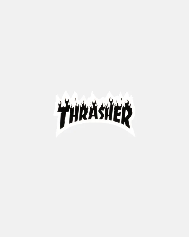 Thrasher Flame Die Cut klistremerke svart 8 cm