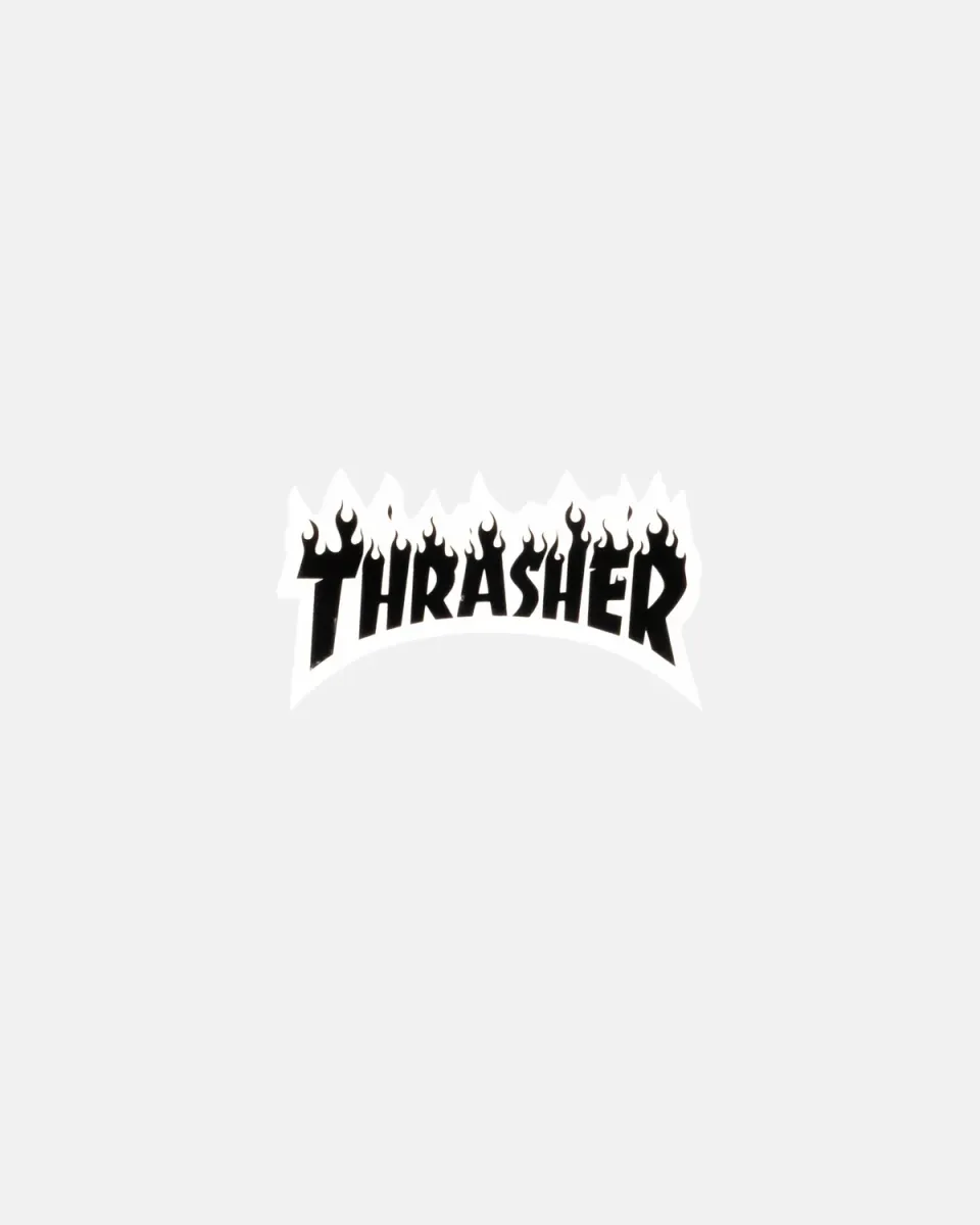 Thrasher Flame Die Cut klistremerke svart 8 cm