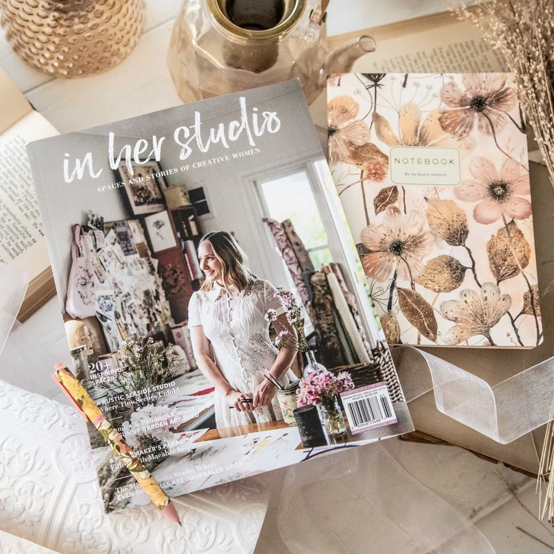 Stampington In Her Studio Blush Blooms bladpakke notatbok