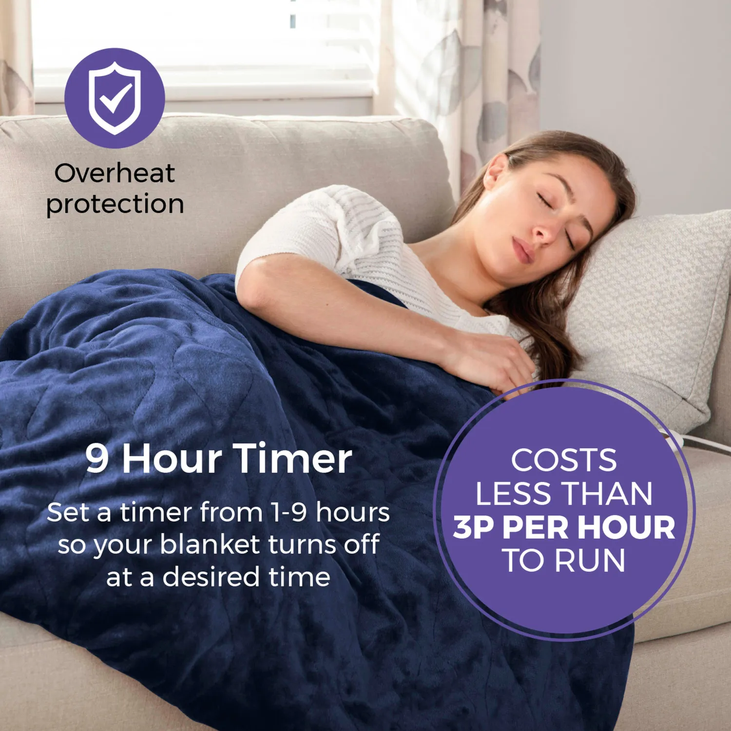 RadioTimes Heated Fleece Blanket varmepledd blå 160x130cm