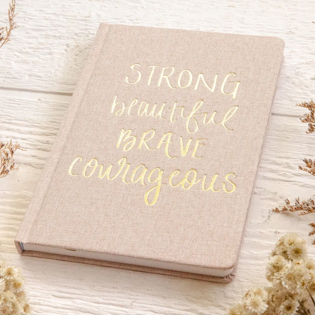 Sweet Water Decor Strong Beautiful journal linjert gull