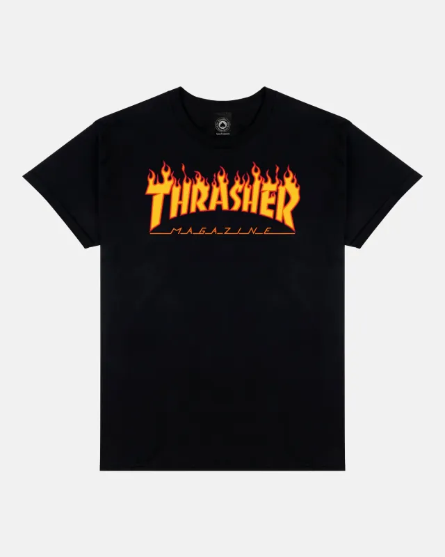 Thrasher Flame t-skjorte barn svart bomull