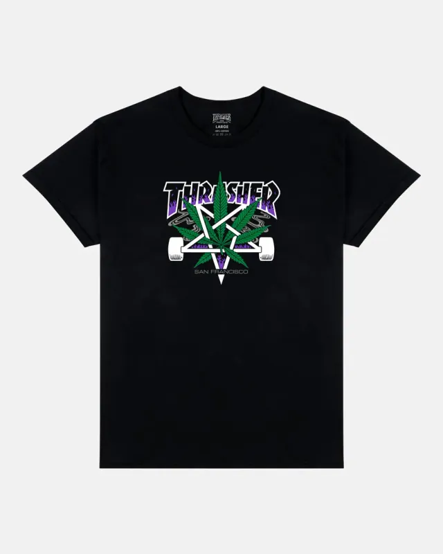 Thrasher Up In Smoke T-skjorte svart grafiktrykk