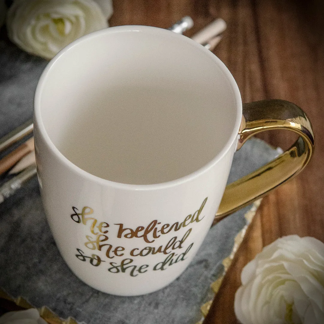 Sweet Water Decor She Believed She Could So She Did krus hvit gull 473 ml