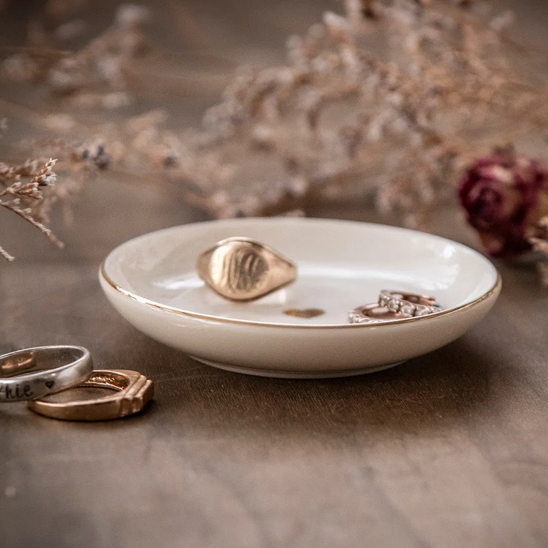 Stampington Gold Heart Trinkets Jewelry Dish smykkefat krem