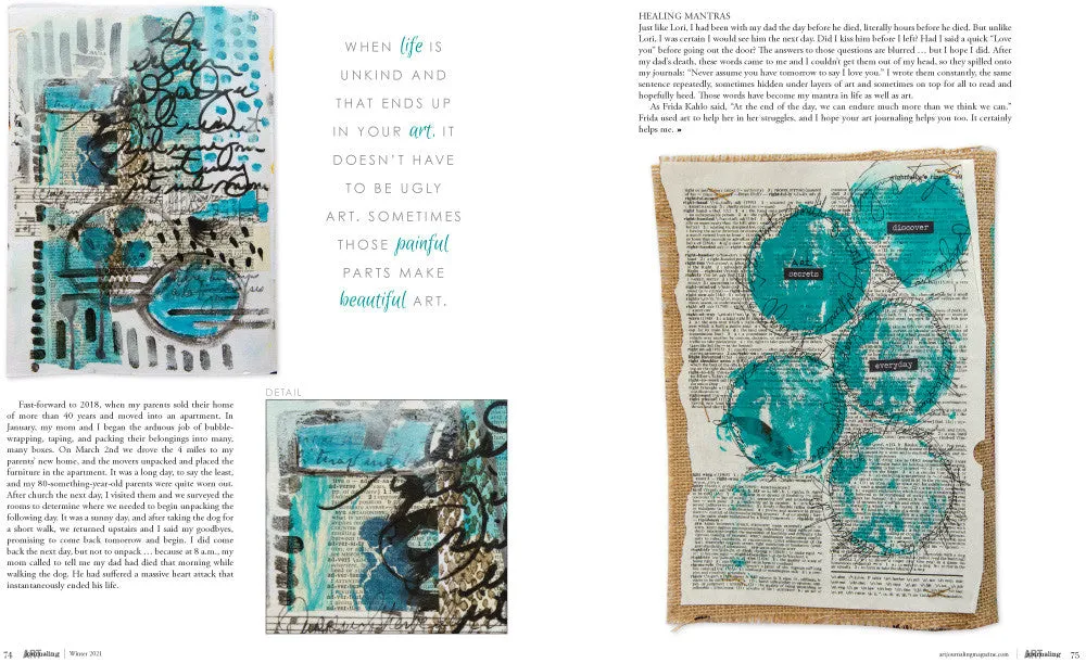 Stampington Art Journaling Winter 2021 blad PDF-nedlasting kunstjournal