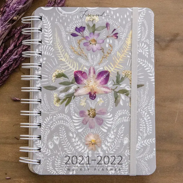 Papaya Orchid Lace 2021-2022 ukesplanlegger spiral 5x7