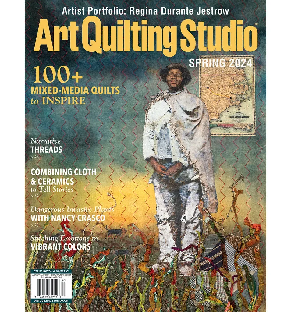 Stampington Art Quilting Studio Spring 2024 blad print quilt
