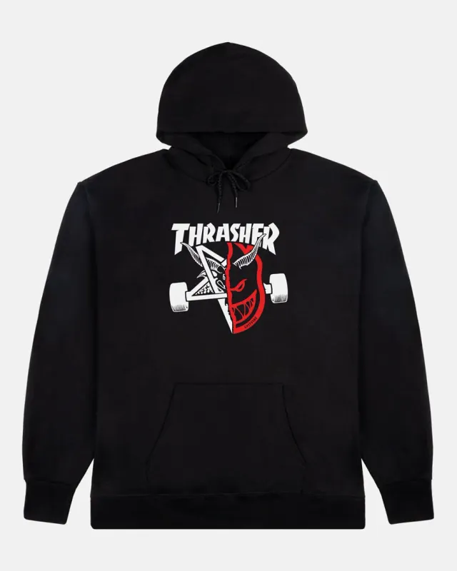 Thrasher x Spitfire Thrash & Burn hettegenser svart bomull