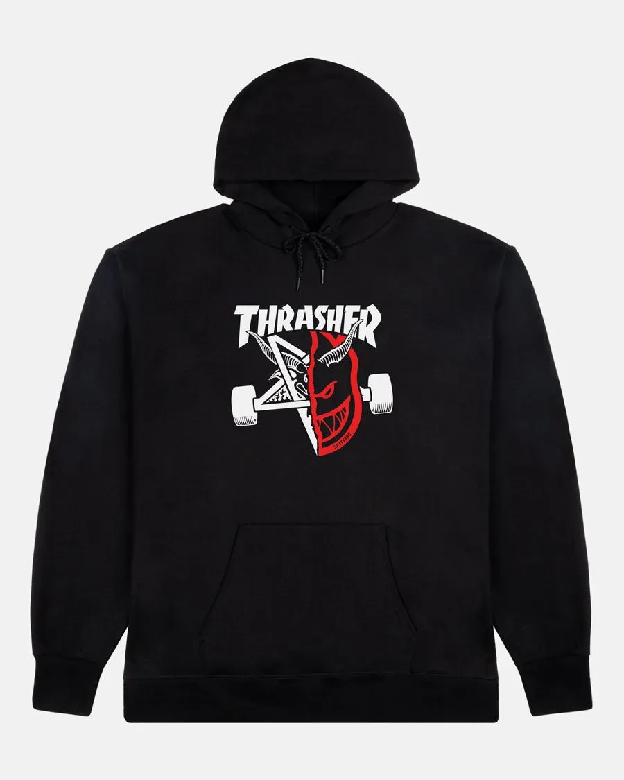 Thrasher x Spitfire Thrash & Burn hettegenser svart bomull