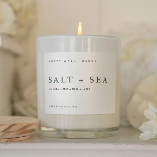 Stampington Salt + Sea duftlys soyavoks 11 oz sitrus