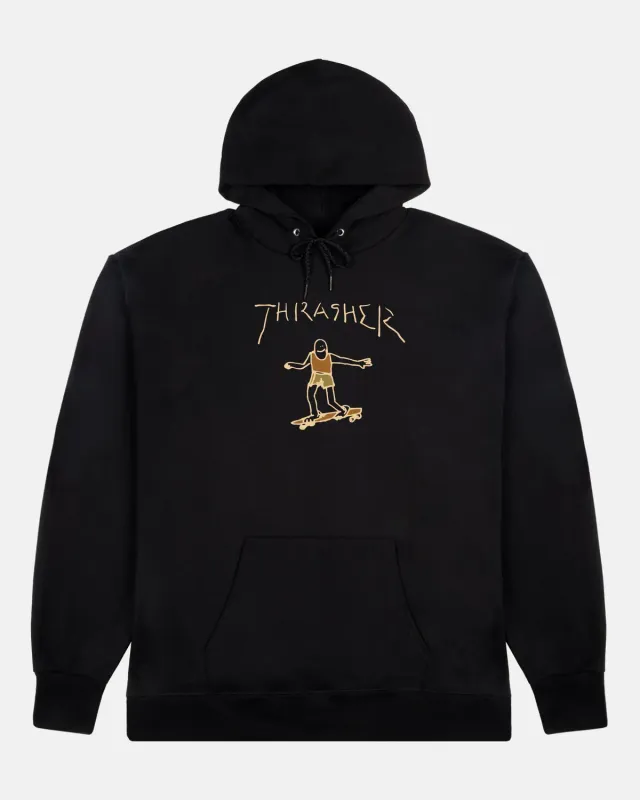 Thrasher Gonz hoodie svart/brun bomull