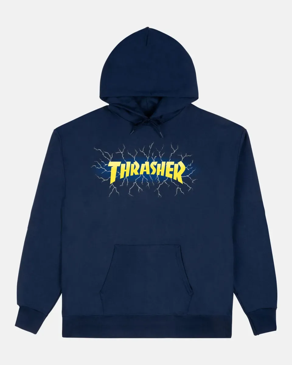 Thrasher Lightning hoodie hettegenser navy – bomull