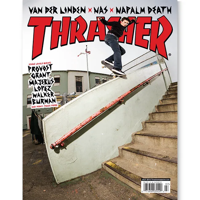 Thrasher July 2016 blad enkeltnummer skateboard