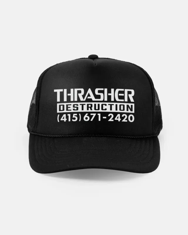 Thrasher Destruction Trucker caps svart justerbar