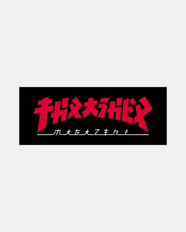 Thrasher Godzilla klistremerke rektangel svart 6"