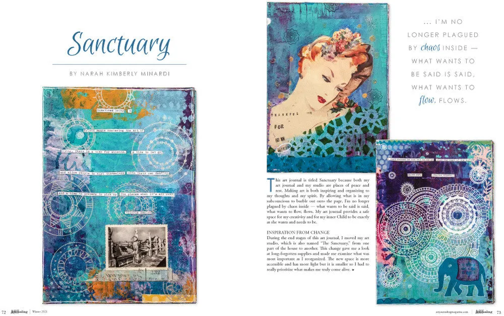Stampington Art Journaling Winter 2021 blad PDF-nedlasting kunstjournal