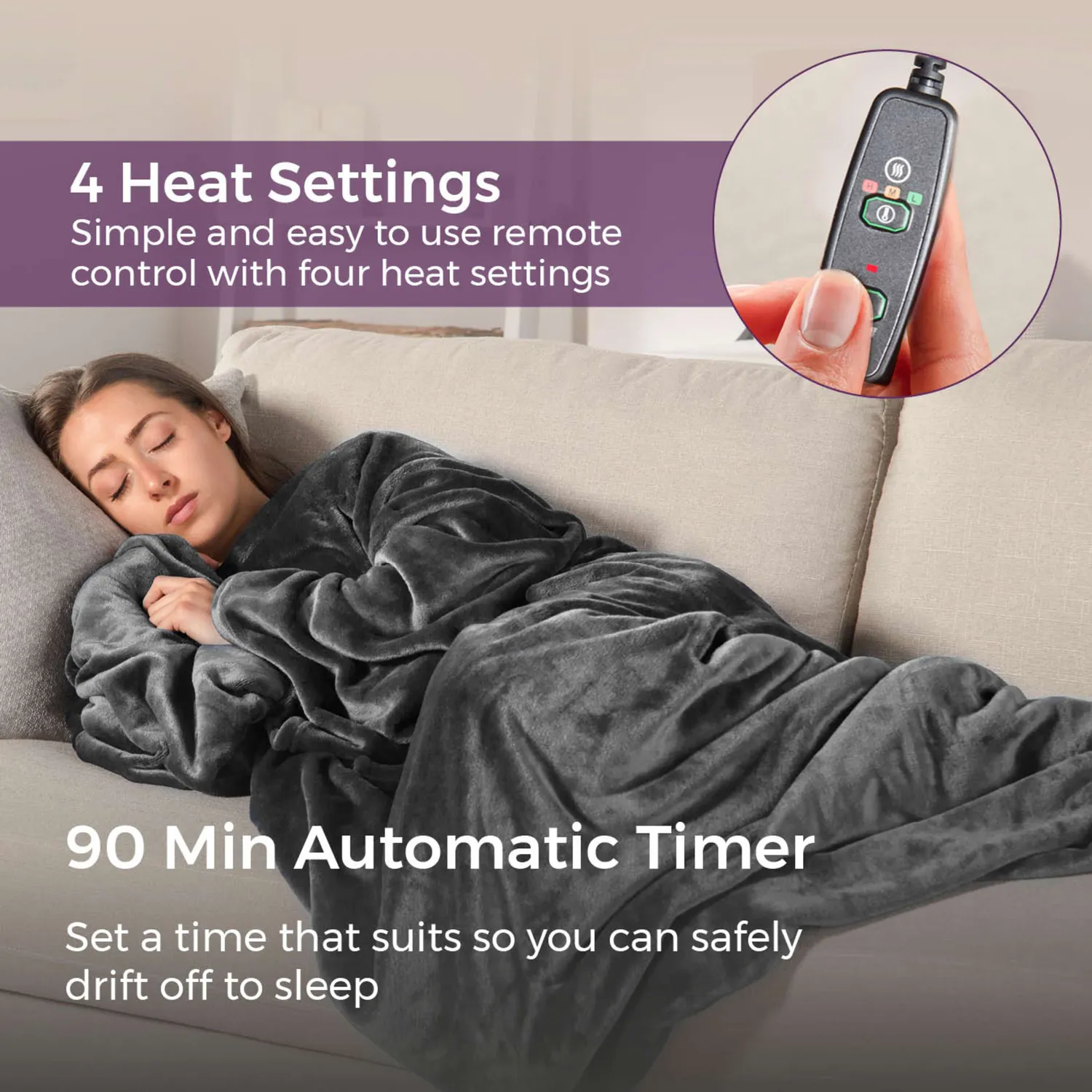 RadioTimes Heated Wearable Fleece pledd grå