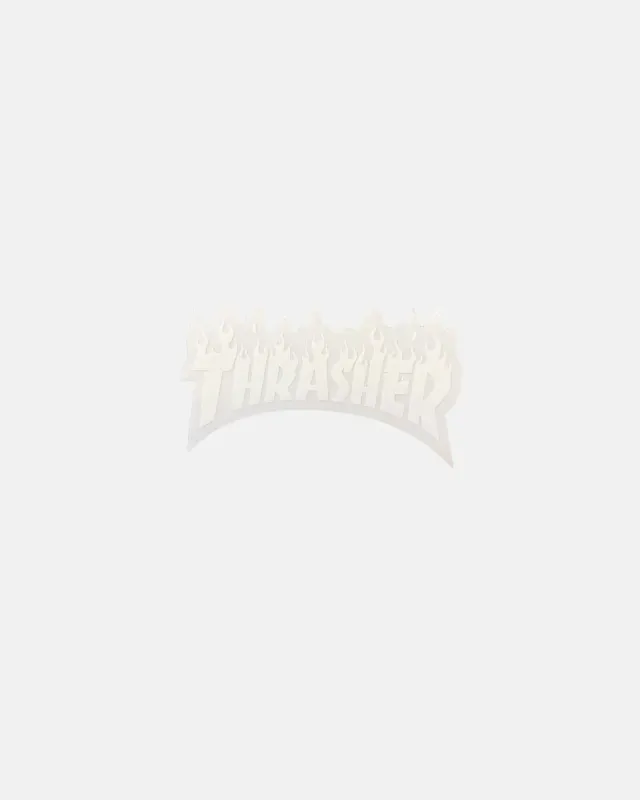 Thrasher Flame klistremerke hvitt die cut