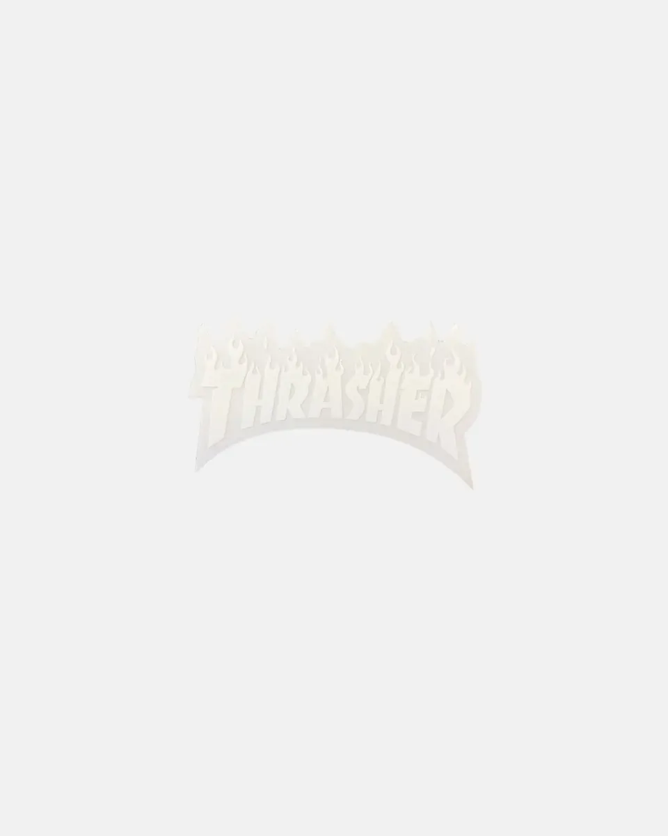 Thrasher Flame klistremerke hvitt die cut